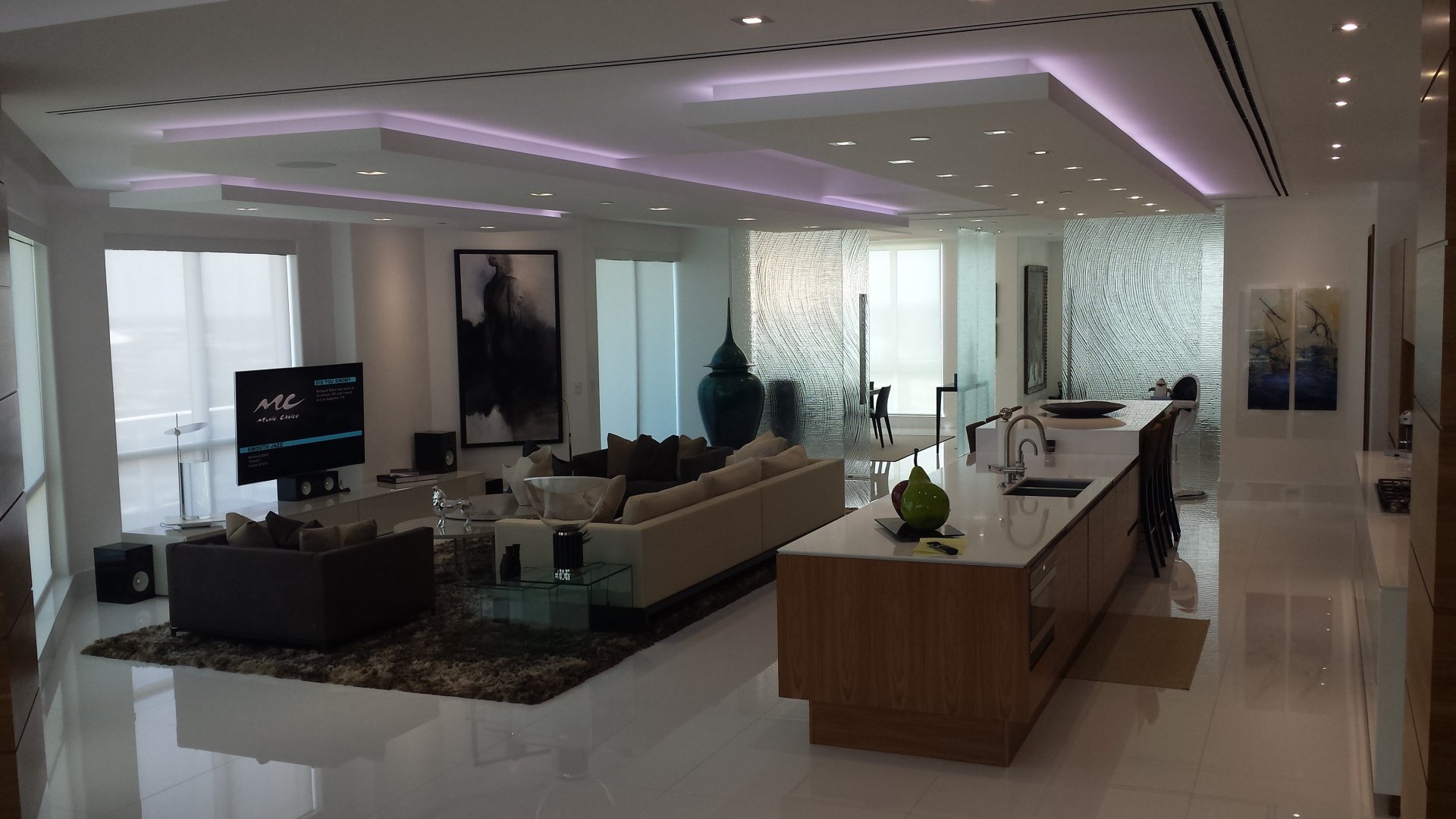 Luxury condo with custom LED cove ceiling lighting